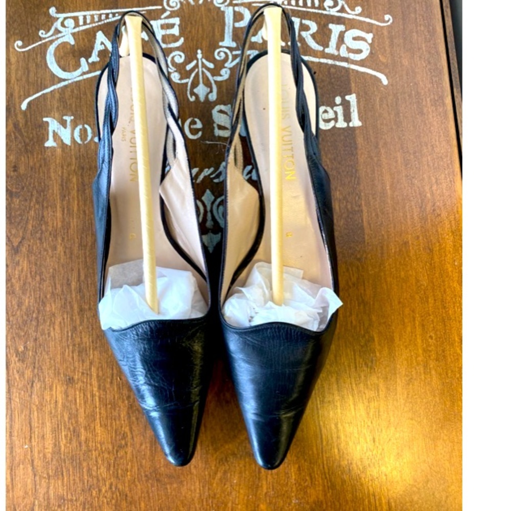 Louis Vuitton, Black Leather Kitten Heels, 39 (7)